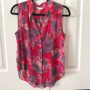 Rebecca Taylor Sheer Fuschia Floral Blouse size 2